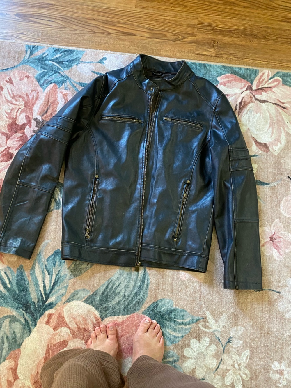 Black Rivet Men's Black Leather Moto Jacket